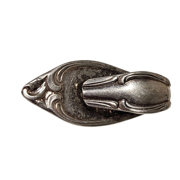 Antique Silver Tone Spoon Pendant Ornate Victorian Design Necklace Jewelry DIY - Picture 2 of 4